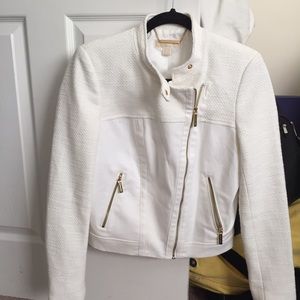 MICHAEL KORS Mixed Media Moto white jacket size 8