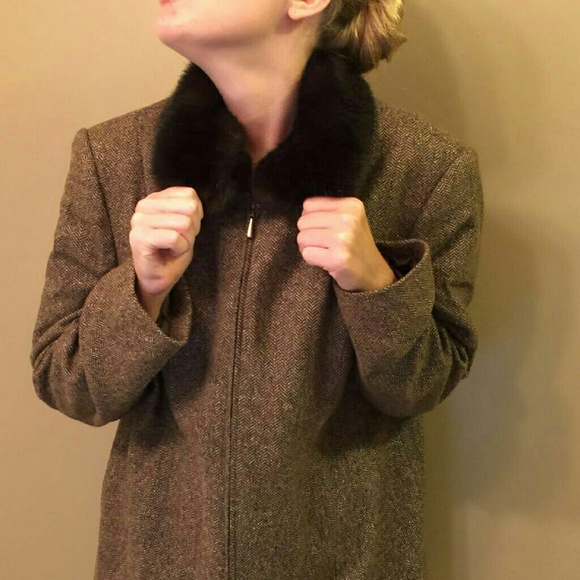 Talbots Brown Tweed Pea Coat