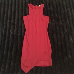 Asymmetrical red bodycon dress