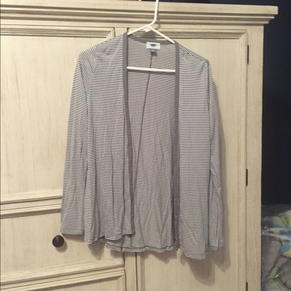 Gray and white striped sweater