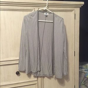 Gray and white striped sweater