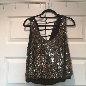 ASTR SEQUIN TOP CAGE BACK