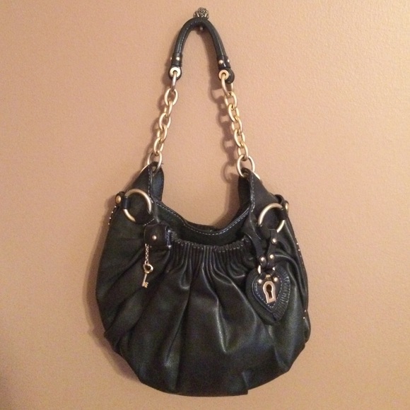 3 pocket soft black leather Juicy Couture handbag