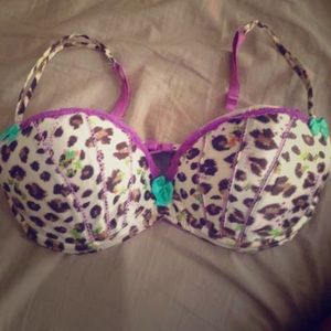 VS leopard silk bra 36D