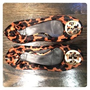 Tory Burch Reva Leopard Flats, Sz 7, barely worn!