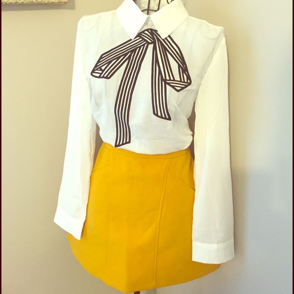 Topshop Tops - Chicwish Collared Bow Blouse one size