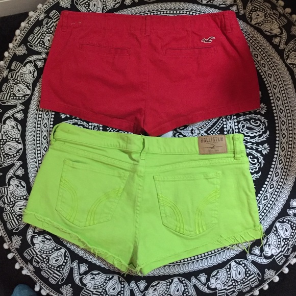 Hollister Red and Lime Green Shorts Bundle - Picture 2 of 4