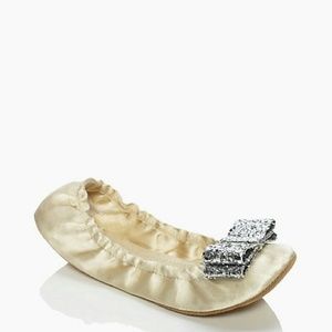 ♠KATE SPADE Ivory Satin Flats (Fabric Can Be Dyed)