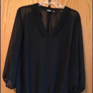Sheer black blouse. Elastic 3/4 sleeves and waste.