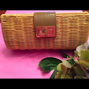 J. Crew Rattan straw woven Havana Clutch