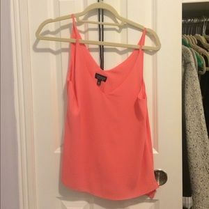 Topshop V Cami Blouse in Coral (Size 4)