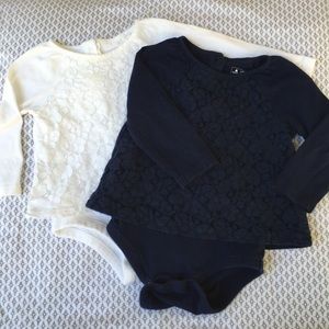 2 Baby Gap Long Sleeve Onesies w/ Lace Overlay