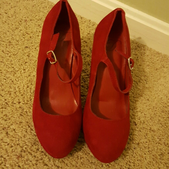 Red Suede Heels - Picture 2 of 3
