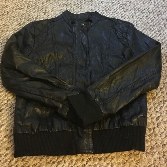 Faux Leather Girls Moto Jacket