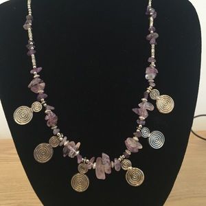 Amethyst necklace with circle of life charms