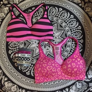 ‼️SOLD‼️PINK Yoga Sports Bras and Hair Ties Bundle
