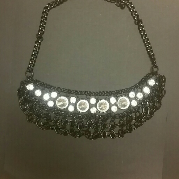 Black and rhinestone necklace