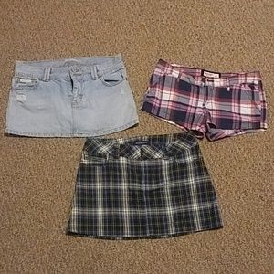 2 Abercrombie skirts and 1 pair of shorts