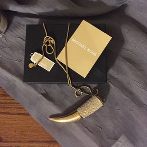 Michael Kors Horn Pave Crystal Necklace Gold plate