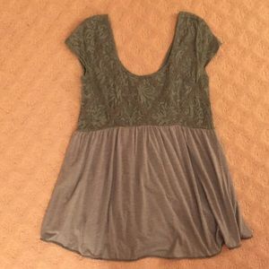 Green Free People Baby Doll Top