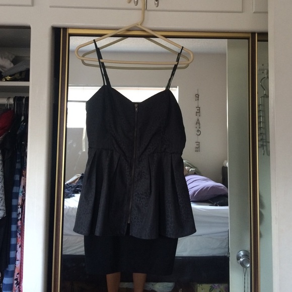 Forever 21 Black Leopard Print Peplum Dress