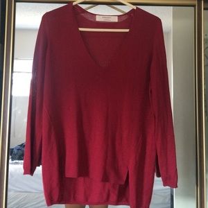 Merlot Colored Zara V-neck Sweater