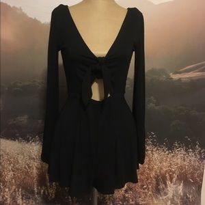 Tie-front Black Romper