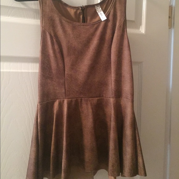 Faux suede peplum top