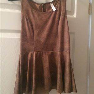 Faux suede peplum top