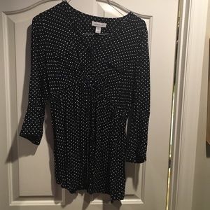 Navy and white polka dot maternity shirt - size lg