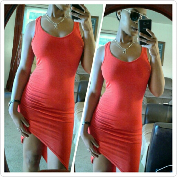 *SALE *RED ASYMMETRIC MINI DRESS
