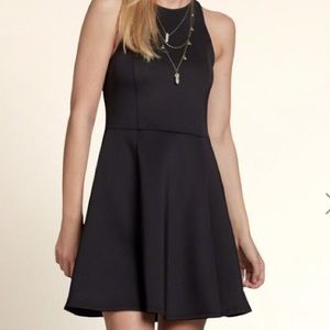 HCo Black Ribbed Neoprene Skater Dress