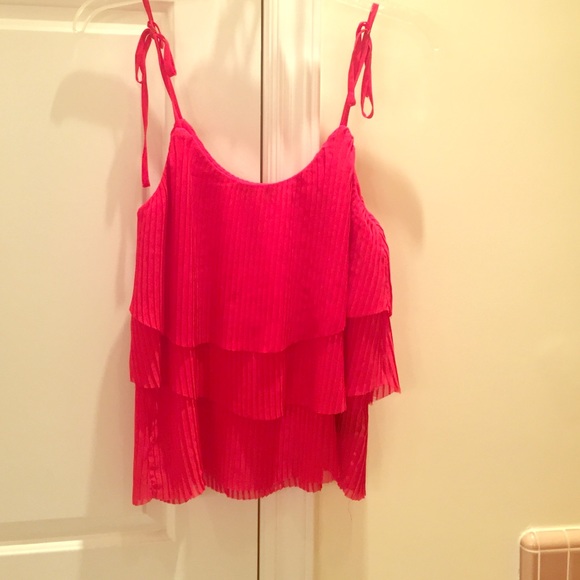 Sexy red layered ruffle blouse