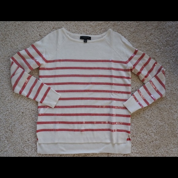 Sweaters - Pink and white striped sweater with sequins