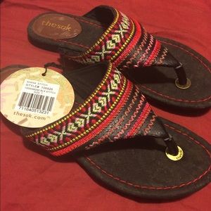 New "The Sak" flip flop sandels. Tribal stitch