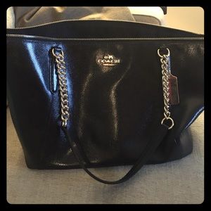 Black leather Coach purse