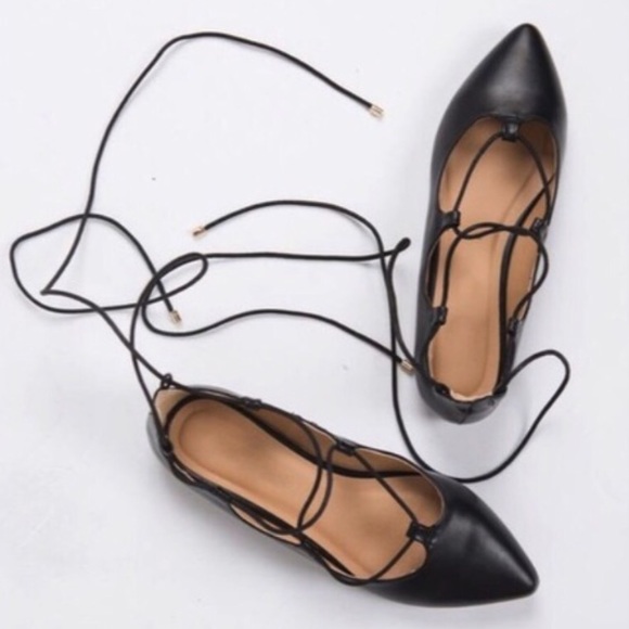 LAST ONE! Faux Leather Lace Up Flats - Picture 3 of 4