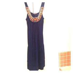 Awesome navy beaded dress! A showstopper!