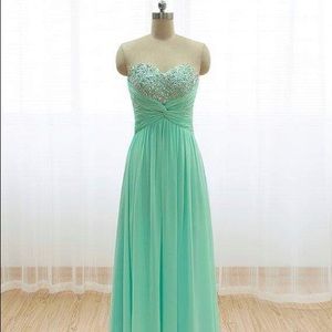 A- line sweetheart floor length dress with lace up