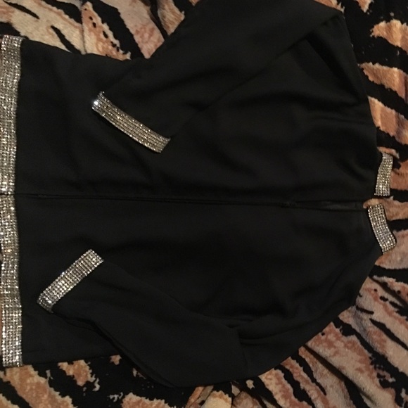 Black jacket with glass rhinestones detail