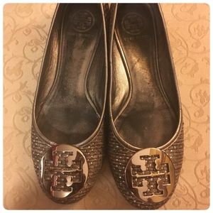 Tory Burch Lurex Straw Reva flats