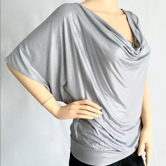 Silver Metallic Express Blouse Size Small