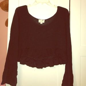 Black Flowy LA Hearts Crop Top