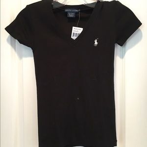 Ralph Lauren v neck t shirt (black)