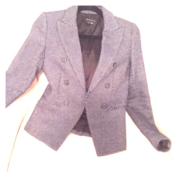 Theory twill navy, black and cream blazer