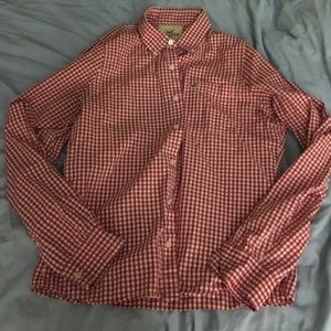 Plaid red and white Hollister button down