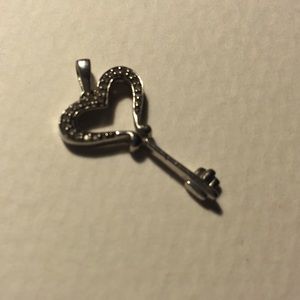 Heart Key Pendant with Small Diamonds