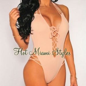 halter lace up one piece never worn! NEW!