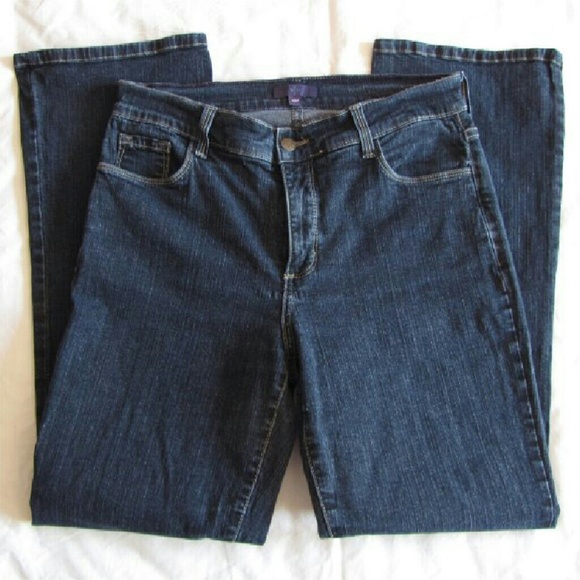 NYDJ Dark Wash Flare Trouser Jeans 10 Petite - Picture 1 of 4