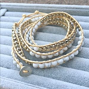 White Turquoise & Silver Wrap Bracelet